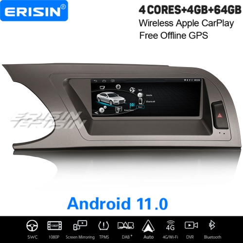 8,8" IPS 64GB Android 11.0 Autoradio Pour Audi A4 2009-2012 CarPlay&Android Auto DAB+ Navi Canbus TPMS DVR Bluetooth WiFi 4G ES3604A