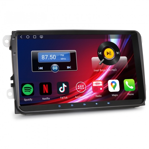 Erisin 9" Qualcomm 64Go Android 14 Autoradio Navi pour VW Passat B6 Golf Tiguan EOS SKODA SEAT CarPlay Android Auto WiFi 4G USB Bluetooth DAB+ ES6691V
