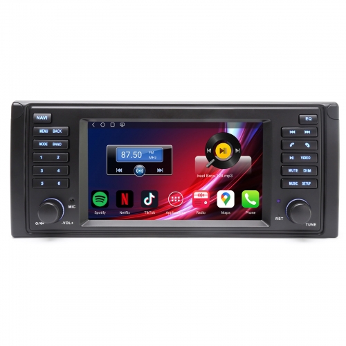 Erisin Qualcomm 8 Cœurs 4Go+64Go Android 14 Autoradio Navigateur pour BMW Séries 5 E39 M5 CarPlay Android Auto WiFi 4G USB Bluetooth 5.1 DAB+ ES6639B