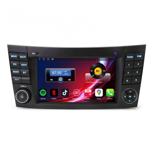 Erisin Qualcomm 4Go+64Go Android 14 Autoradio Navi pour Mercedes BENZ Classe CLS/E W211 W219 CarPlay Android Auto WiFi 4G USB Bluetooth DAB+ ES6681E