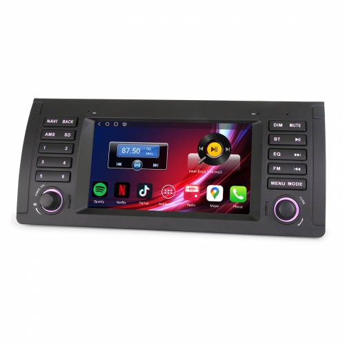 Erisin Qualcomm 8 Cœur 4Go+64Go Android 14 Autoradio Navigateur pour BMW X5 E53 2000-2007 CarPlay Android Auto WiFi 4G USB Bluetooth 5.1 DAB+ ES6653B
