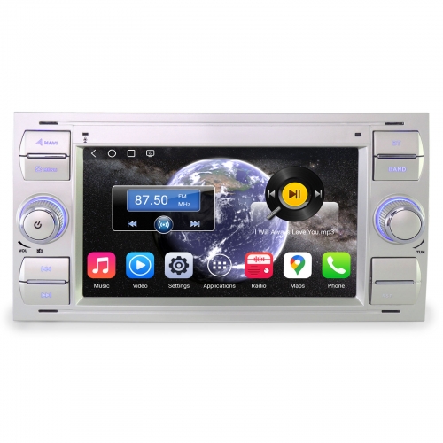 Erisin Qualcomm 4+64Go Android 14 Autoradio Navi pour Ford C/S-Max Focus Kuga Fiesta Transit CarPlay Android Auto WiFi 4G USB Bluetooth DAB+ ES6666FS