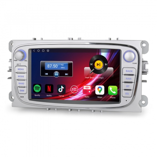 Erisin Qualcomm 4Go+64Go Android 14 Autoradio Navi pour Ford Mondeo Focus S-Max C-Max Galaxy CarPlay Android Auto WiFi 4G USB Bluetooth DAB+ ES6668FS
