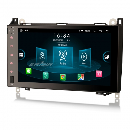 Erisin 9" Android 14 4+64Go Autoradio pour Mercedes BENZ Classe A/B W169 Vito Viano Sprinter VW Crafter CarPlay Android Auto Navi WiFi 4G DAB+ ES8992B
