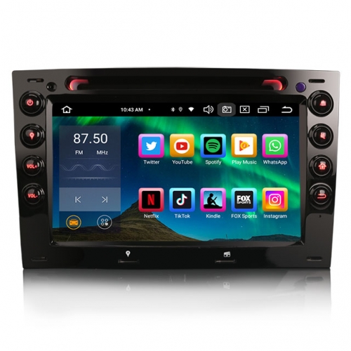 Erisin 8-Cœurs 4Go+64Go Android 14 Autoradio DAB+ Navi pour Renault Megane Ⅱ 2002-2008 CarPlay Android Auto WiFi 4G Bluetooth 5.0 CD USB RDS ES8513M