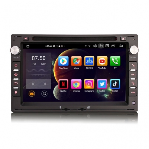 Erisin 8 Cœurs 4Go+64Go Android 14 Autoradio DAB+ Navi pour VW Jetta Golf 4 T5 Polo SEAT Skoda CarPlay Android Auto WiFi Bluetooth 5.0 CD USB ES8586V