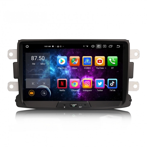 Erisin 8 Cœur Android 16 4Go+64Go Autoradio DAB+ Navi pour Renault Dacia Duster Logan Sandero Dokker Lodgy CarPlay&Auto WiFi DSP Bluetooth 5.0 ES8529D