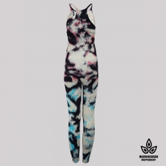 Graffiti Tie-Dye Jumpsuit with Elastic Straps Graffiti