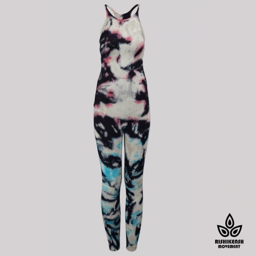 Graffiti Tie-Dye Jumpsuit with Elastic Straps Graffiti