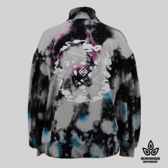 Graffiti Tie-Dye Sweatshirt with Roll Neck and Fitted Cuffs