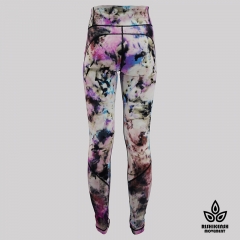 Light Graffiti Tie-Dye Leggings with Mesh Inserts on Legs