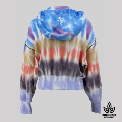 Colorful Tie-Dye Cropped Cut Long-Sleeve Hoody