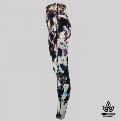 Graffiti Tie-Dye Leggings with Mesh Inserts on Legs