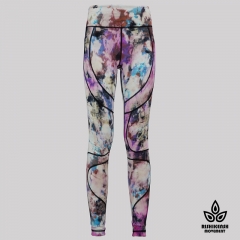 Light Graffiti Tie-Dye Leggings with Mesh Inserts on Legs