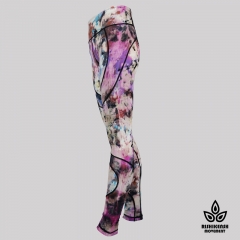 Light Graffiti Tie-Dye Leggings with Mesh Inserts on Legs