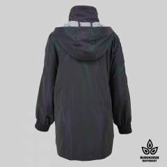 Waterproof Jacket with Drawstring Hood in Fluorescent Purple