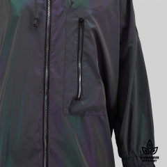 Waterproof Jacket with Drawstring Hood in Fluorescent Purple