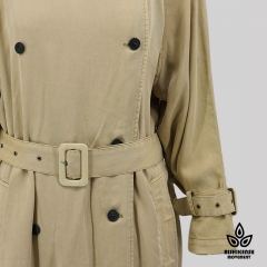 Heavy Enzyme Washed Utility Coat with Adjustable Belt in Camel