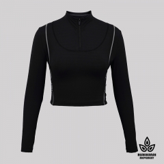 Power Stretchy Long-Sleeve Top with Contrast Color Details