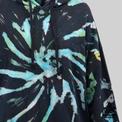 Sprial Tie-Dye Cotton Drawstring Hoody with Ribbed Cuffs