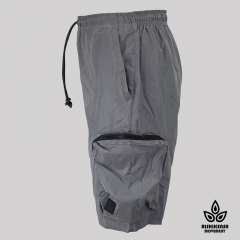 Silvery Grey Reflective Shorts with Functional Pockets