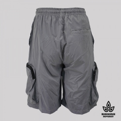 Silvery Grey Reflective Shorts with Functional Pockets