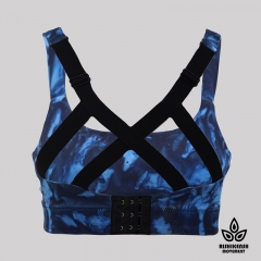 Magic Paint Soft Tie Dye Bra with Elasticated Shoulder Straps in Blue