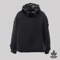 Teddy Hooded Fleece Coat in Black