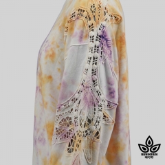 Embroidery Sleeve Cotton Blend Tie Dye Sweatshirt