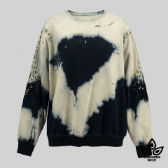 Embroidery Sleeve Cotton Blend Tie Dye Sweatshirt