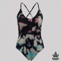 Graffiti Tie-Dye High-Cut Leg Cross-Back Tie Swimsuit