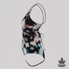 Graffiti Tie-Dye High-Cut Leg Cross-Back Tie Swimsuit