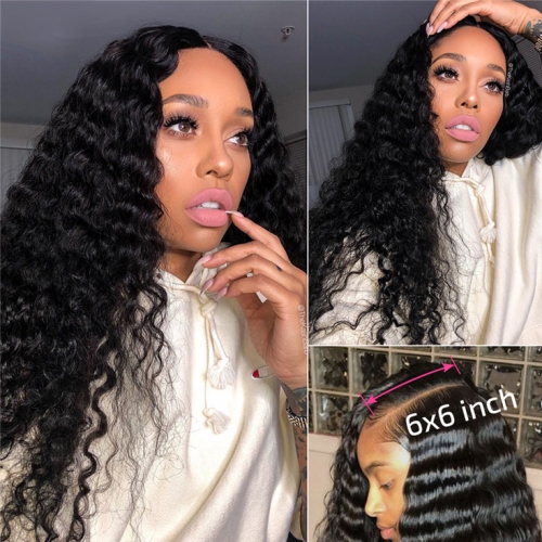 QueenWeaveHair 13x6 Lace Frontal Wig Transparent Lace Wig On Dark Skin