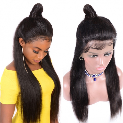 QueenWeaveHair Straight Pre Plucked 360 Lace Wig Human Hair With Baby Hair