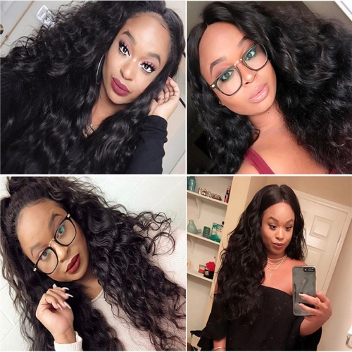 QueenWeaveHair Pre Plucked Wet And Wavy 360 Lace Wig Human Hair