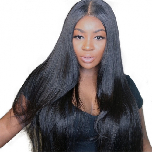QueenWeaveHair Straight HD Lace Transparent Full Lace Human Hair Wigs With Baby Hair