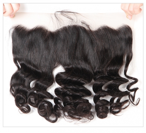 QueenWeaveHair Loose Wave Natural Black Human Hair Lace Frontal For Black Women