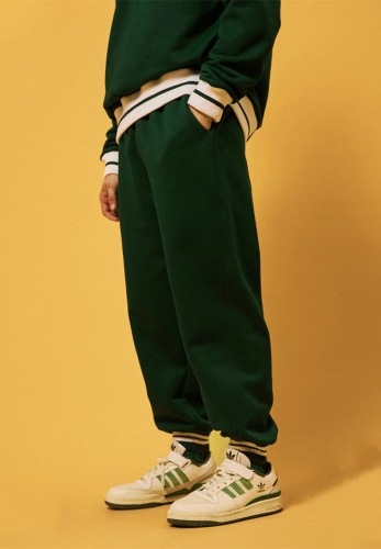 400g Fleece Contrast Color Flat Machine Sweatpants