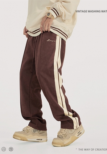 Suede side webbing embroidered trousers