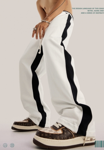 New European and American Loose Contrast Color Straight Pants