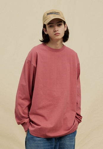 Solid color heavy cotton loose base long sleeve T-shirt