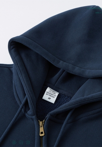 405G solid color polar fleece S-shaped zipper hoodie