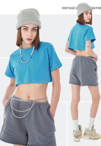 15-color navel-baring short T-shirt European and American ins hip-hop trendy brand short-sleeved