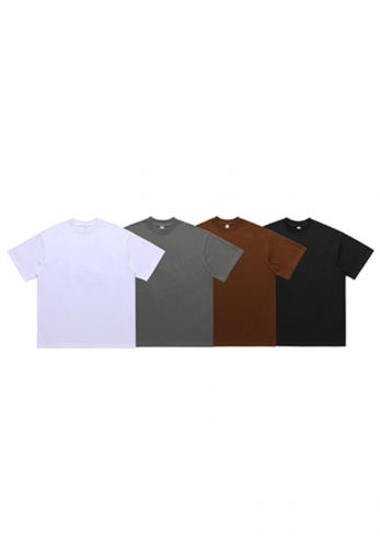 300g heavy short-sleeved small neckline loose basic bottoming T-shirt for men