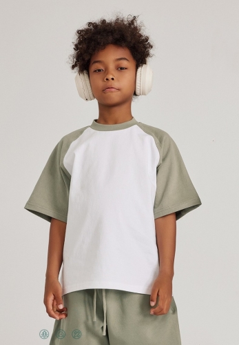 285G Kids Contrast Colors Pure Cotton T-Shirt