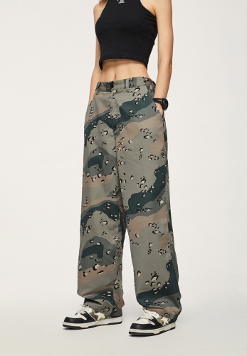 Camouflage Loose Casual Wide Leg Cargo Pants
