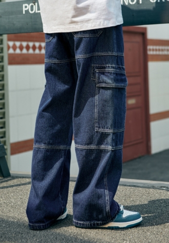 Contrast Wide Leg Denim Pants