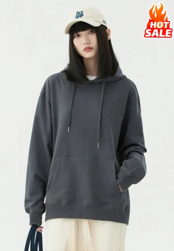 300G Cotton Hooded Solid Color Sweater