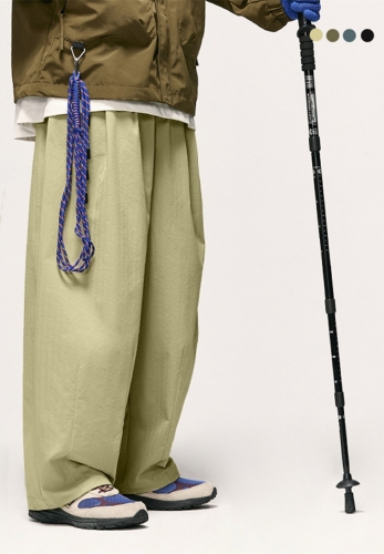 Herringbone fabric lantern pants