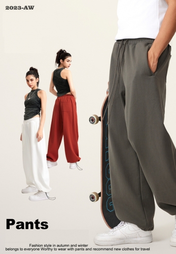 440G solid color drawstring trousers